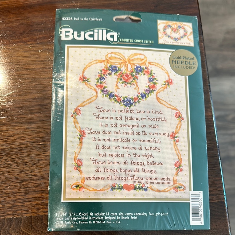Bucilla Counted Cross Stitch Kit with Floral Heart Design # 42356